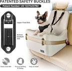 Dog Booster Car Seat for Small/Medium Dogs Up to 35 lbs – Patented Safety System, 5" Memory Foam Pet Car Seat, Fully Detachable and Washable Cover, Front/Back Seat Travel Booster (Beige)