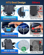HTU Upgraded Strongest Suction Car Phone Holder Bendable Arm, Never Block View Rotatable Cellphone Mount for Dashboard Windshield Vent, Cradle Stand for iPhone 17 16 15 14 13 12 Pro Max (Black)