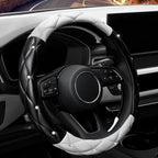 Cute Diamond Soft Leather Anti-Slip Steering Wheel Cover with Bling Bling Crystal Rhinestones, Universal 15 Inch for Women Girls, Fit Vehicles, Sedans, SUVs, Vans, Trucks - Black and White