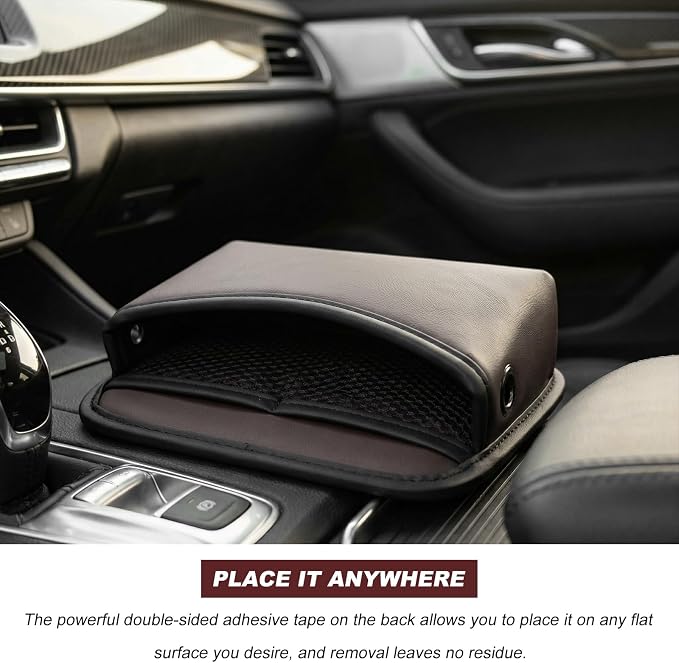 Car Seat Side Pocket Organizer, Multifunctional Leather Console Side Storage Pouch with Card Holder, Waterproof Phone & Sunglasses Pocket Bag for Car Door Seat Console (Brown)