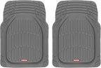 2 Piece Front Car Floor Mats- Gray FlexTough Contour Liners-Deep Dish Heavy Duty Rubber Floor Mats for Car SUV Truck & Van-All Weather Protection, Universal Trim to Fit