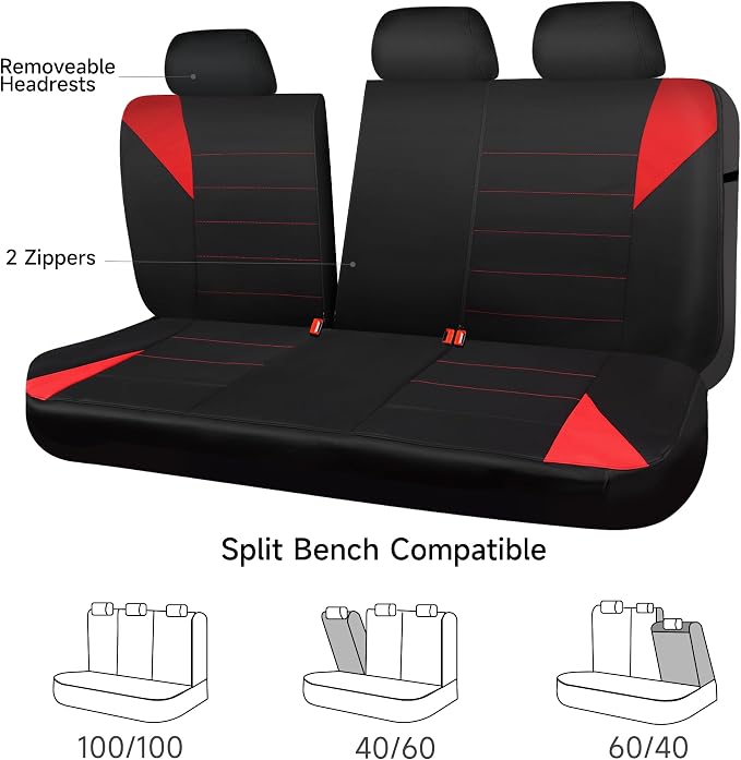 Neoprene Wetsuit Seat Covers, Waterproof Car Seat Covers Full Sets with 5mm Composite EVA, Universal Fit for Car,Sedan, SUV TrucksAnti Slip, Airbag Compatible(Black Red