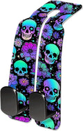 Car Seat Headrest Hook, Universal Leather Cute Hanger Holder Hook, Storage Organizer Interior Accessories for Purse Bags Handbag Purple Cute Skulls