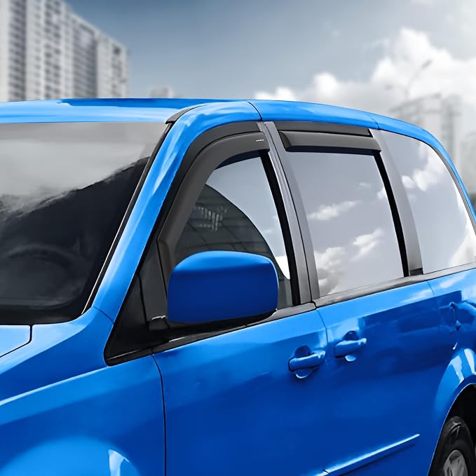 Goodyear Shatterproof in-Channel Window Deflectors for Dodge Grand Caravan 2008-2020, Rain Guards, Window Visors for Cars, Vent Deflector, Car Accessories, 4 pcs - GY008443