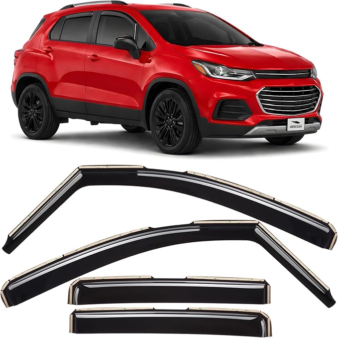 Voron Glass in-Channel Extra Durable Rain Guards for Chevrolet (Chevy) Trax 2014-2022/Buick Encore 2013-2022, Window Deflectors, Vent Window Visors, 4 Pieces - 220120