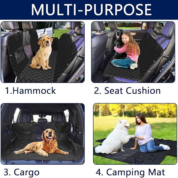 fidozen Dog Car Seat Cover, Universal Fit, Waterproof, Breathable, Machine Washable, Pet Hammock with Storage Pocket, (Black, Standard)