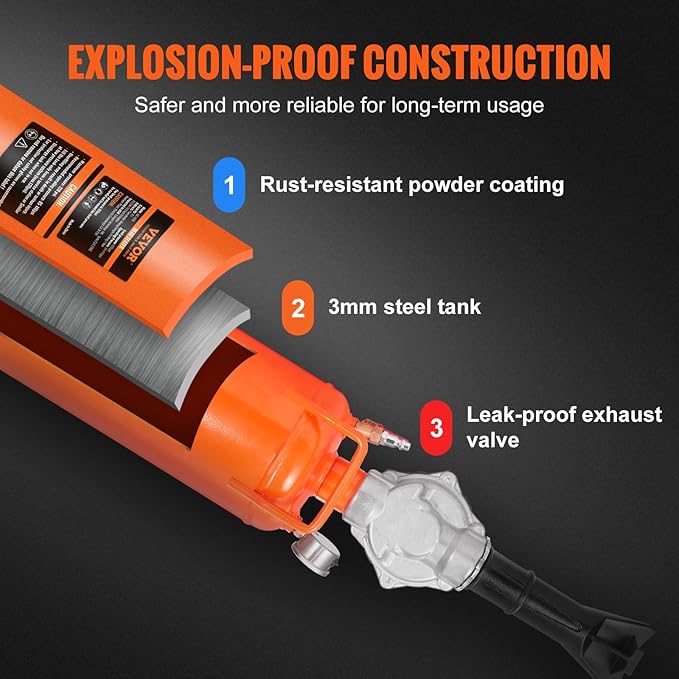 Tire Seater, 2.1 Gal/8 L Air Tire Blaster, 120 PSI Handheld, Portable Tire Inflator Tool, 85-116 PSI Operating Pressure for Tractor Truck ATV Car and Automobile Repair