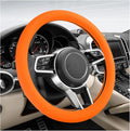 Car Steering Wheel Cover, 13 to 14.17 inches Anti-Slip Silicone Steering Wheel Protector, Soft Flexible Shock-Absorbent Steering Wheel Protective Cover for Most Car Models (Orange)
