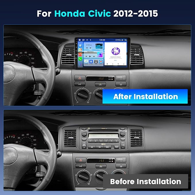8 Core [4+64G] Android 15 Car Radio for Toyota Corolla EX 2005-2012 Wireless Carplay Android Auto,9'' Touch Screen for Corolla with GPS/5GHz WiFi/EQ/DSP/Bluetooth/FM RDS+Backup Camera