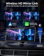 11.5" Wireless Apple CarPlay Screen for Car, Portable Car Play & Android Auto Touch Screen Car Stereo with App Control, 4K Dash Cam 1080P Backup Camera, GPS, Voice Control, Mirror Link FM All Vehicles