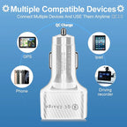 Car Charger Adapter, 6 USB Multi Port, Fast Charger, Include QC 3.0 and 5 Other Ports, Car Interior Accessories, Fit for iPhone 13/12/11/pro, Samsung Galaxy/Note S10/S9/S8 - White（2PCS）