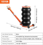 Air Jack, 6 Ton/13000 lbs Quadruple Bag Air Jack, Lift up to 26.5", with Heightened Column & Adjustable Handle, Thick Rubber Pad, 2-5 S Fast Lifting Pneumatic Jack for Car, SUV, Pickup Truck