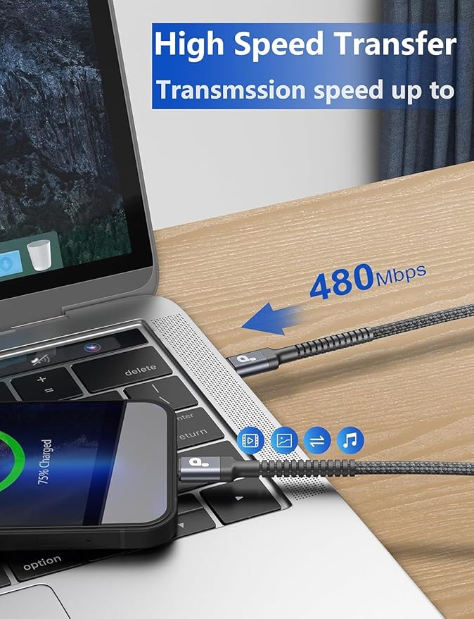 USB C to USB C Cable 10FT, 2Pack USB C Charger Cable, Long Type C Fast Charging Cable Nylon Braided USBC Charger Cord Compatible with iPhone 17/16/15/Pro/Plus/Pro Max/Samsung Galaxy S26 S23 and More