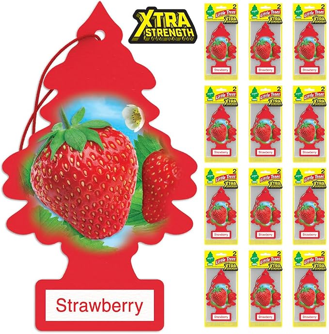 Car Air Freshener | Xtra Strength Provides Long-Lasting Scent for Auto or Home | Extra Boost of Fragrance | Strawberry, 24 Air Fresheners