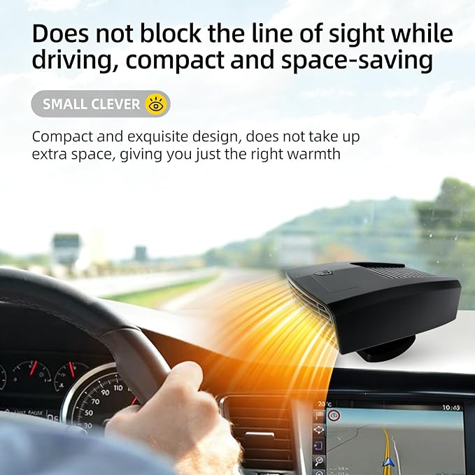 Car Heater 12V Portable Car Heater and Defroster - Dual Mode Fast Heating & Cooling Fan for Vehicles & Home Use, Plug In Cigarette Lighter 360° Adjustable with Sporty Design