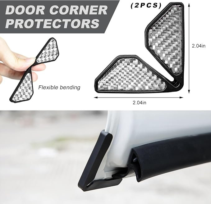 2 PCS Car Door Corner Protector Edge Guards, Real Carbon Fiber Anti-Collision Car Door Edge Protector, Self-Adhesive Decorative Auto Corner Protect, Vehicle Exterior Accessories (Silver)