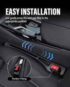 Car Seat Gap Filler, 2 Pack No-Drop Seat Side Gap Seam Filler Organizer with Phone Holder, Universal Fit Fill The Gap Between Seat and Console, Perfect for Car SUV Truck Black
