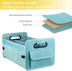 Car Trunk Organizers and Storage for SUV, Collapsible Multi Compartment Container Box Adjustable Car Accessories for Women Men, Lake Blue