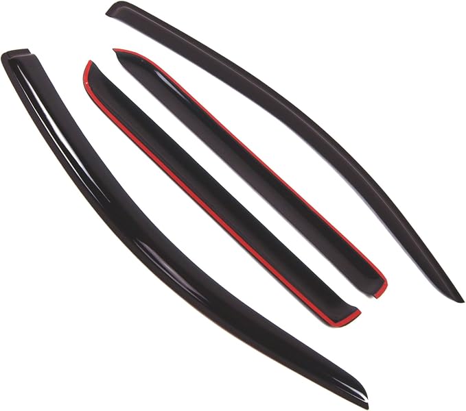 WD2-442 Dark Smoke 4 Pcs Set Window Visor (Outside Mount) Deflector Rain Guard Compatible with 2008-2016 Toyota Sequoia