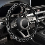 Bling Rhinestone Steering Wheel Cover with Crystal Diamond for Women, Sparkling Car Wheel Protector Universal Fit 15 Inch (Black with White Diamond, Standard Size(14"" 1/2-15"" 1/4))