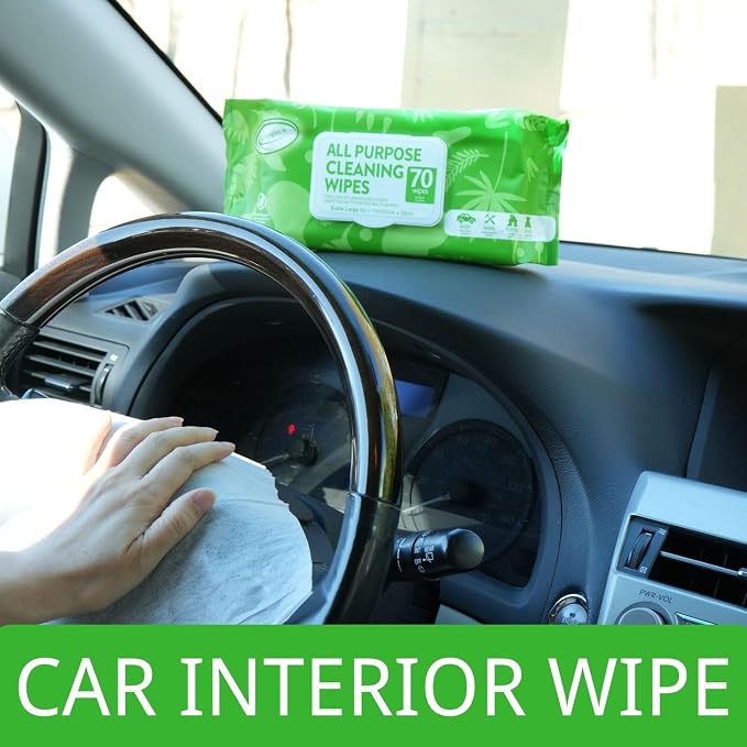 Car Interior Cleaning Wipes Set 210 Count, XL 8" x 10" | Multi-Purpose Wipes For Car Leather Seat, Windshield Window Mirror Cleaning, Steering Wheel & Vinyl Cleaning