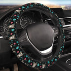 Cute Sloth Steering Wheel Cover Anti-Slip and Practical 14.5-15 Inch Universal Car Steering Wheel Cover with 2 Pieces Car Coasters Suitable for Men Women