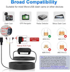 Micro USB Port Dash Cam Hardwire Kit for 24H Parking Monitor/Time-Lapse Recording Converts 12V-24V to 5V/2.5A Car Dash Camera Charger 320cm Cable Kit, Low Voltage Protection