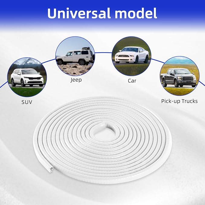 49Ft (15M) Car Door Edge Guard, No Glue Car Door Entry Guard Protective Strip, Rubber Edge Trim Car Door Protector, Applicable to Car, Truck, SUV and ATV, Car Exterior Accessories（White）