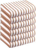 Microfiber Beach Towels, 6 Pack, 30" x 60", Cabana Stripe Coffee | Hanging Loop, Absorbent, Quick Dry, For Adults, Travel, Summer Party, Sport, Swimming, Pool, Yoga, Camping