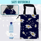 Car Garbage Bag Colorful Floral Spring Daisy Drawstring Car Trash Bag Hanging for Back Seat with Adjustable Buckle Canvas Vehicle Trash Can Easy-to-Install