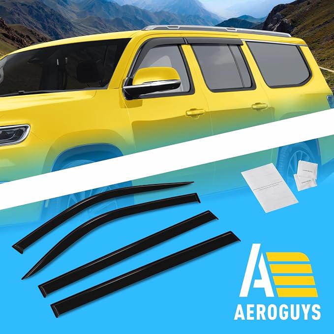 Extra Durable Window Deflectors Tape-On Window Visors Rain Guards Fit for Jeep Wagoneer L 2023-2026, Sun Visors, Wind Vent for Shades, Exterior Car Accessories - 4pcs. AG0640