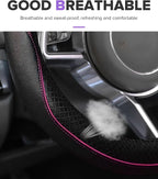 Steering Wheel Cover,Car Accessories,Microfiber Leather Car Steering Wheel Covers,Universal 15 Inch Anti-Slip Breathable Auto Interior Decor Protector,Suitable for Most Cars (Black&Pink)