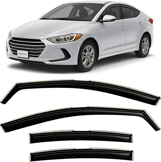in-Channel Incredibly Durable Rain Guards for Hyundai Elantra 2017-2020 Sedan, Original Window Deflectors, Vent Window Visors, Vent Deflector, 4 pcs. - 617040