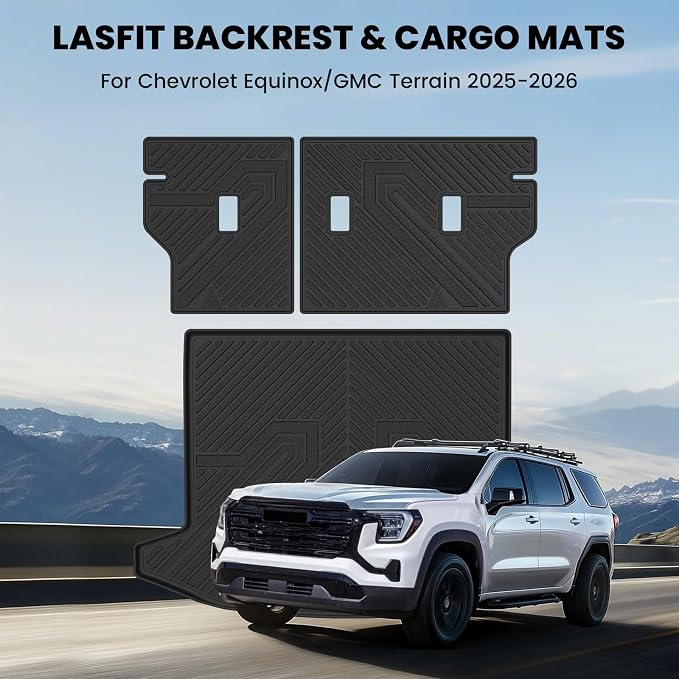 Trunk Mat with Backrest Mat for Chevrolet Chevy Equinox/GMC Terrain 2025 2026 2027 (Only for Fuel, Not Fit EV), All Weather TPE Custom Fit Cargo Mat Trunk Liner with Backrest Mat