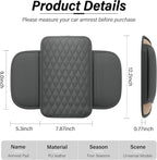 Car Center Console Cover, Upgraded Leather Car Armrest Cushion with 2 Storage Pockets, Universal Waterproof Cushion Pad, Non-Slip Car Interior Accessories, Fits Most Sedans SUVs Trucks (Gray)