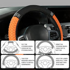 Bling Car Steering Wheel Cover, 15 Inch Rhinestones Soft Leather Elastic Steering Wheel Protector, Sparkly Crystal Diamond for Women, Car Interior Accessories for Most Cars (Orange)