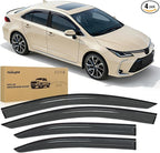 Tape-On Window Visors for Toyota Corolla Sedan 2019 2020 2021 2022 2023 2024 2025, Outside Mount Rain Guards Vent Visors Window Deflectors, Smoke Tint, 4PCS
