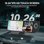 10.26" Wireless CarPlay Screen for Car, Portable Apple Car Play & Android Auto HD Touchscreen with 4K Dash Cam/1080P Backup Camera/GPS Navigation/Mirror Link/FM/Voice Control for All Vehicles