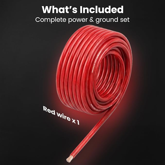 8 Gauge Wire 50 ft Red, 8 AWG Battery Cable CCA, Copper-Clad Aluminum Power Cable for Car Audio Amp, Automotive, RV