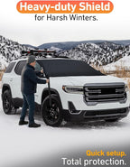 Car Snow Cover Compatible for GMC Acadia | Windshield Cover for Ice and Snow with S-Hook Straps | Heavy-Duty 600D Oxford Winter Car Cover, Waterproof & Anti-Slip