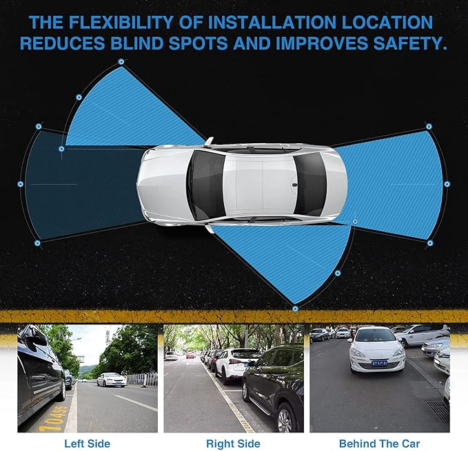 Mini Car Side View Camera/Rear View Camera/Front View Camera | 3-In-1 Car Camera, Rotatable Lens, Paste-On Installation, Flip Image,Mini Size