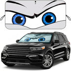 Car Windshield Sun Shade, Universal Fit Full-Size SUV Pickup MVP, Cool Gray | 63 x 33.86" Large Windshield Cover, Foldable Front Window Sunshade, UV Heat Protection, Cute Eyes Series