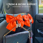2 PCS Bow Pearl Car Seat Headrest Hook – Cute Purse Hook for Car, Girly Interior Decoration Accessories Hook Hanger, Seatback Holder for Purses & Bags, Elegant Car Organizer (Orange)