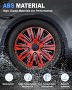 Hubcaps,16 inch hubcaps Set of 4, Wheel Rim Cover ABS Material, Snap On Car Truck SUV Replacement, for Toyota Camry Nissan Mazda etc, Black&Red