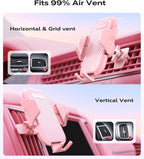 Ultra Stable Pink Phone Holders for Your Car [Never Fall Off & Break] Universal Vent Cell Phone Mount for Car Easy Clamp Automobile Cradle for iPhone 17 Pro Max 16 15 14 Car Accessories Women