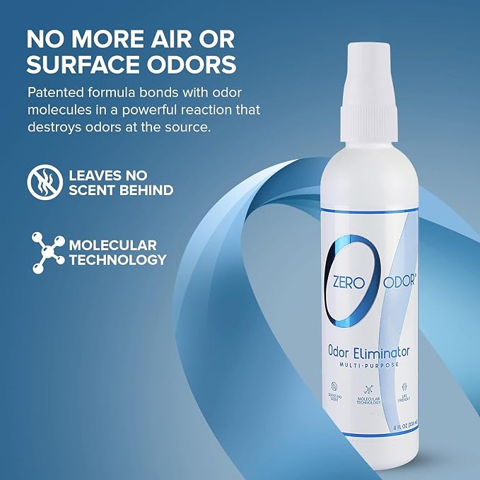 Multi-Purpose Odor Eliminator - Eliminate Air & Surface Odor – Patented Technology Best for Bathroom, Kitchen, Fabric, Closet- Smell Great Again, 8oz (Over 1000 Sprays)