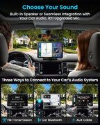 11" Extra Large Wireless Apple CarPlay Screen for Car – Ultra-Slim 0.16 Inch Touchscreen Car Stereo with Android Auto, 4K Dash Cam, 1080p Backup Camera, GPS, Mirror Link, Voice Control