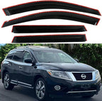 Tape On Side Window Visors Vent Sun Rain Guards Wind Deflectors Compatible with Nissan Pathfinder 2013-2021,S SV SL Platinum Car Accessories 4pcs Smoke Tinted