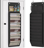 Wall Hanging File Organizer, Over the Door File Folders with 10 Large Pockets for Magazines, Mails, Office Chart Storage, Back to School Supplies, Paper Organization (Black)