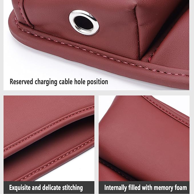 Universal Fit Premium Leather Car Seat Gap Filler Organizer, Center Console Organizer for Car SUV Truck（Burgundy, 1 Pack）